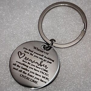 Inspirational Overcome Metal Keychain